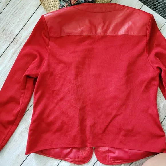 NYGARD COLLECTION red leather blazer jacket 0X - Picture 6 of 6